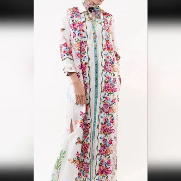 Aratta Vibrant Floral and Peacock Long Sleeve Dress - Picture 2 of 7